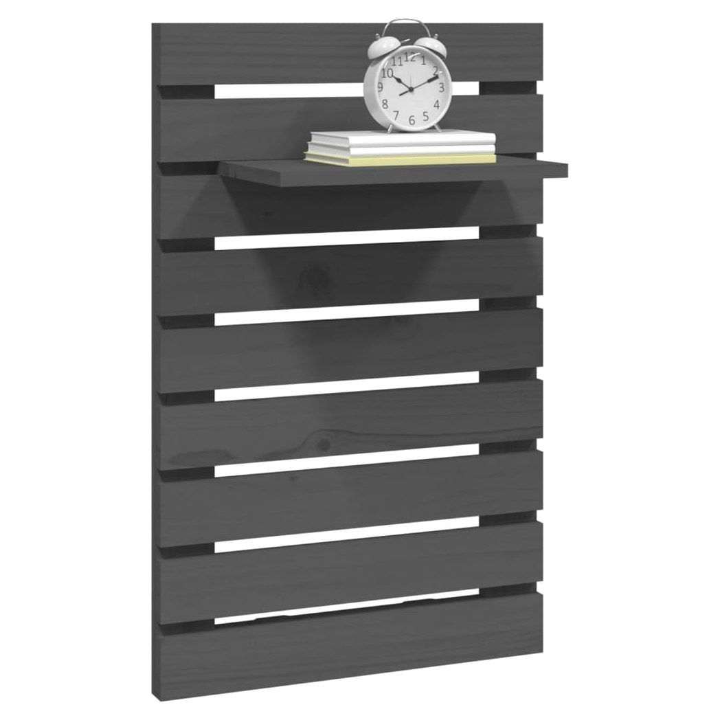 Wall-mounted Bedside Shelves 2 pcs Grey Solid Wood Pine