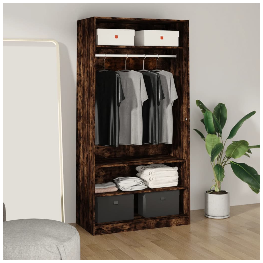 Wardrobe Smoked Oak 100x50x200 cm Engineered Wood
