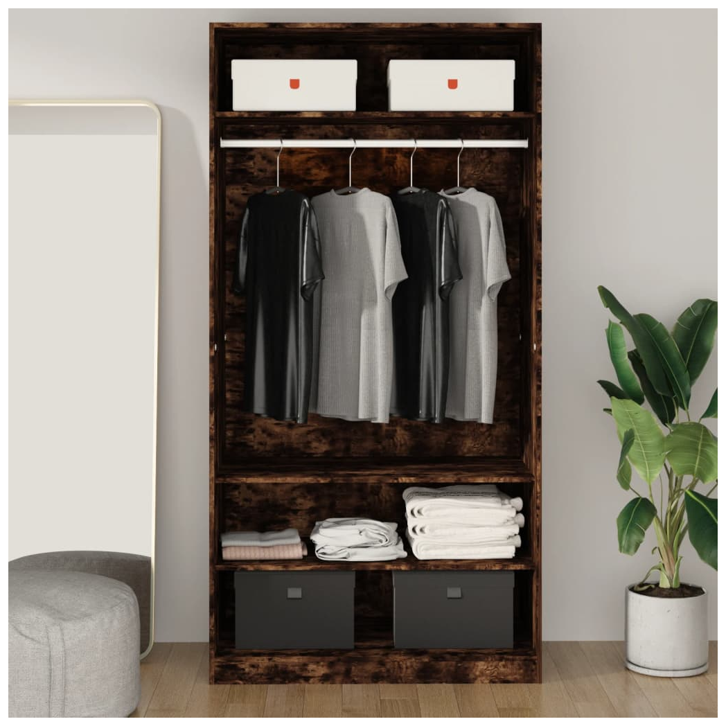 Wardrobe Smoked Oak 100x50x200 cm Engineered Wood