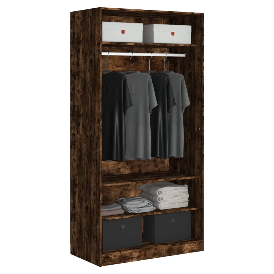 Wardrobe Smoked Oak 100x50x200 cm Engineered Wood