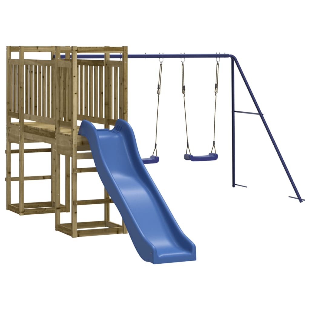 Playhouse with Slide Swings Impregnated Wood Pine