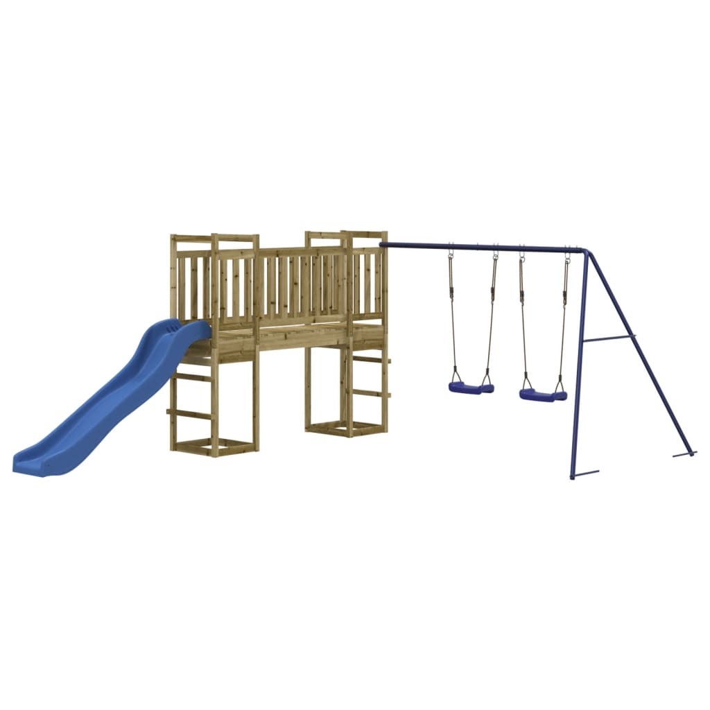 Playhouse with Slide Swings Impregnated Wood Pine