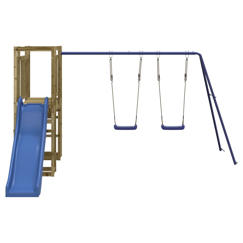Playhouse with Slide Swings Impregnated Wood Pine
