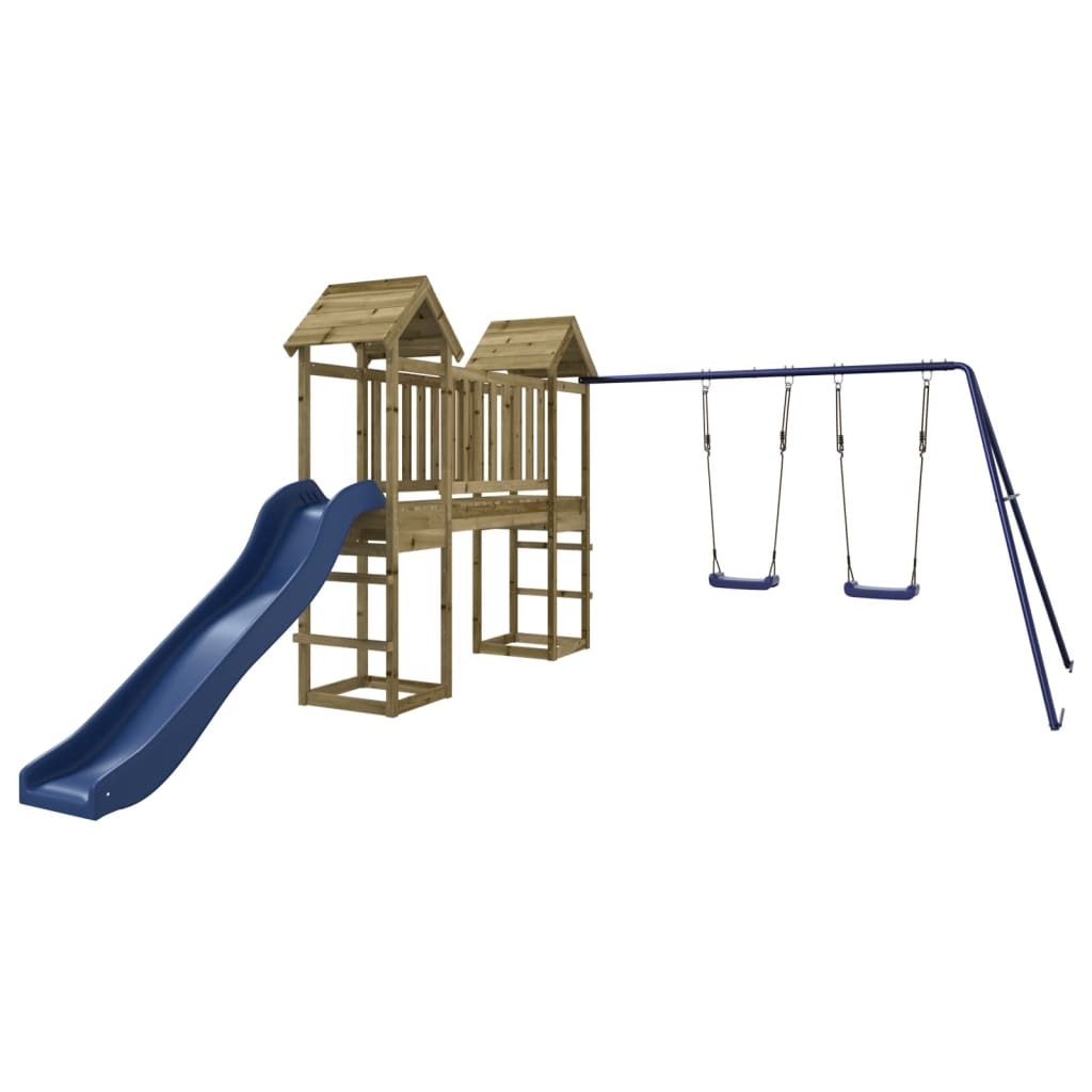 Playhouse with Slide Swings Impregnated Wood Pine