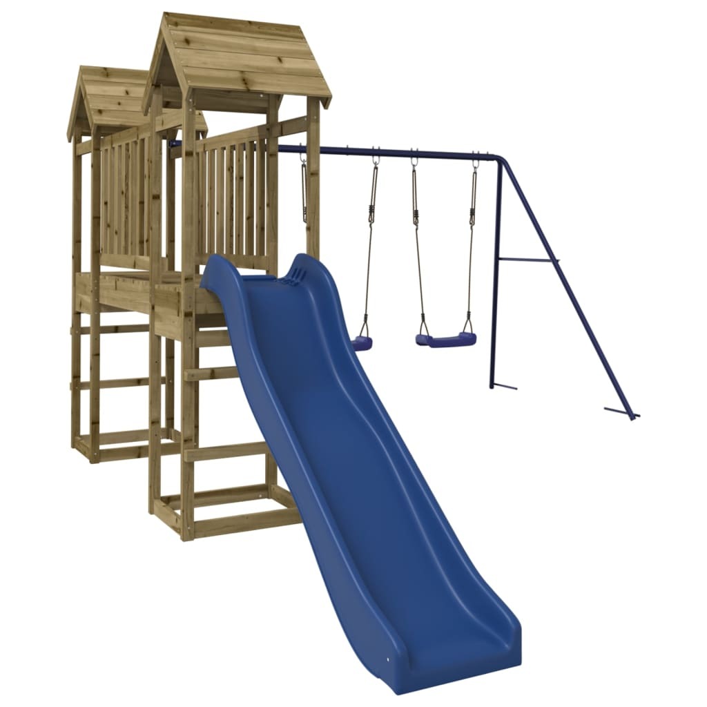 Playhouse with Slide Swings Impregnated Wood Pine