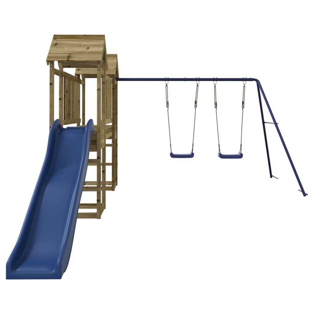 Playhouse with Slide Swings Impregnated Wood Pine