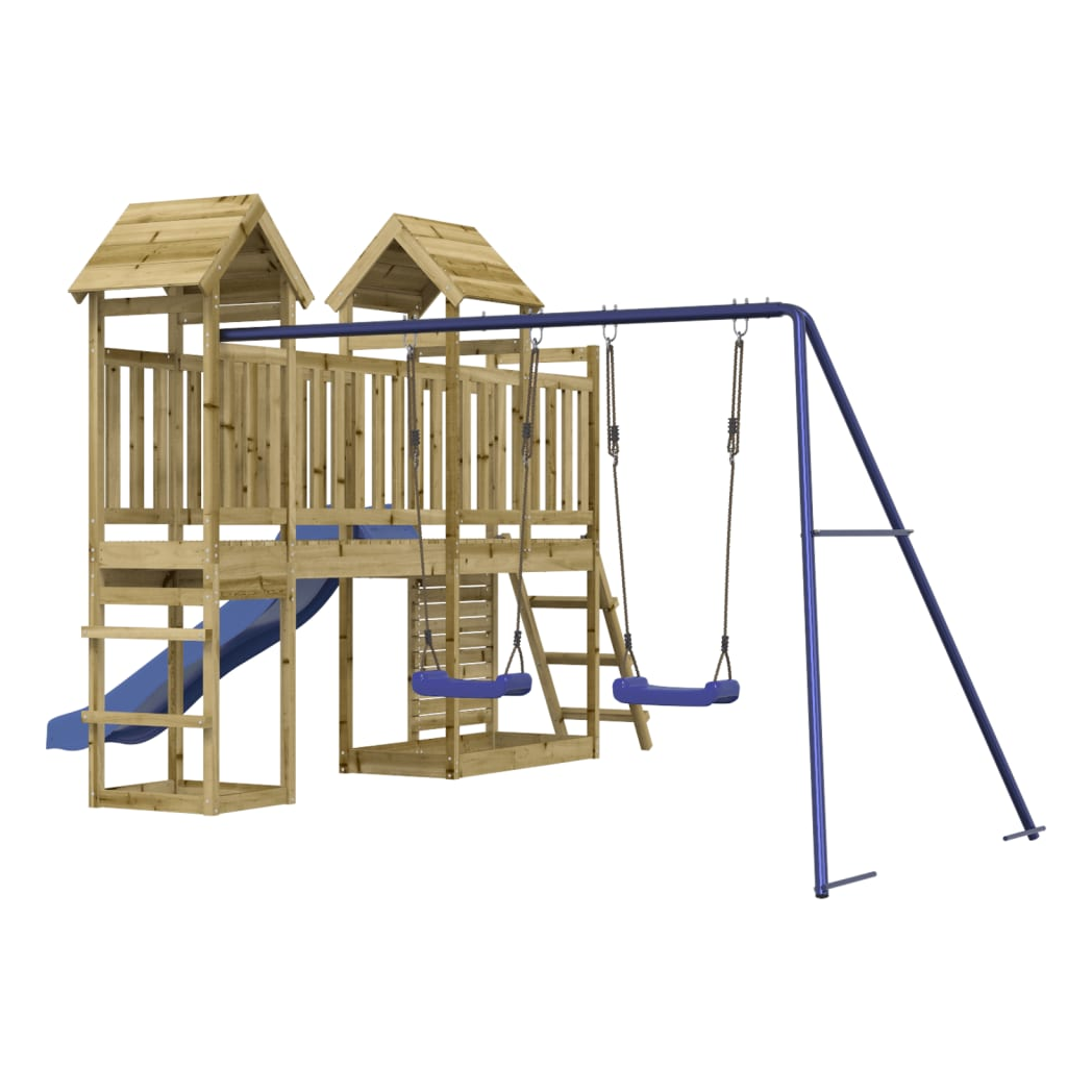 Playhouse with Slide Swings Rockwall Impregnated Wood Pine