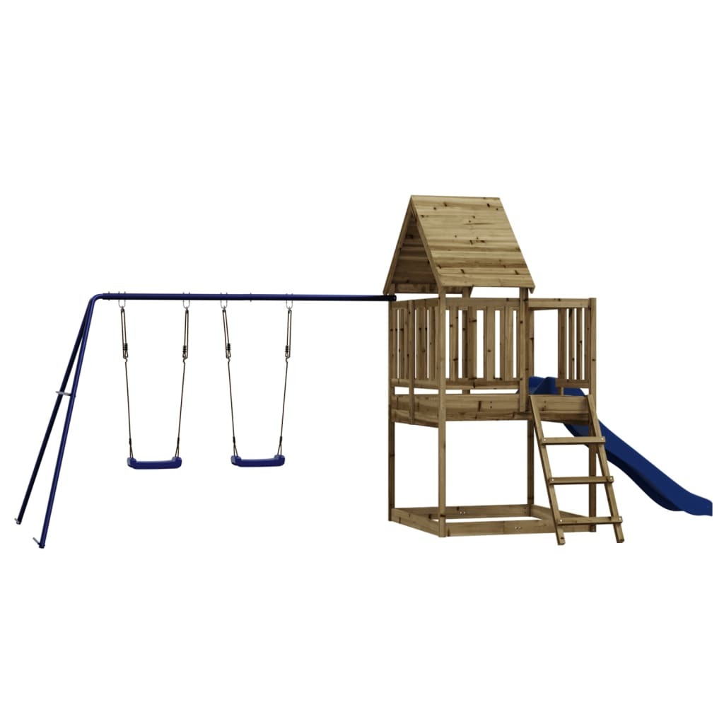 Playhouse with Slide Ladder Swings Impregnated Wood Pine