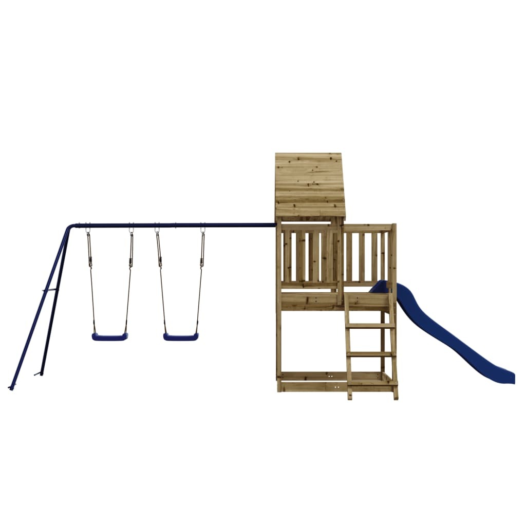 Playhouse with Slide Ladder Swings Impregnated Wood Pine