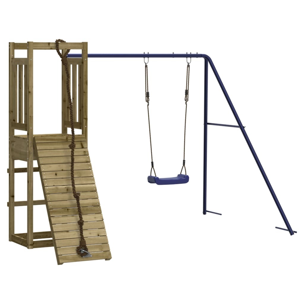 Playhouse with Climbing Wall Swing Impregnated Wood Pine