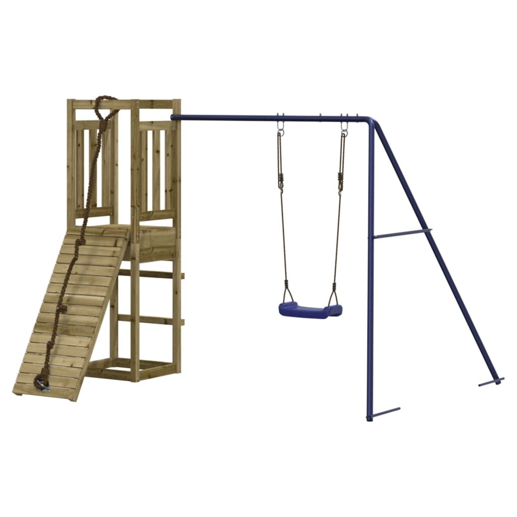 Playhouse with Climbing Wall Swing Impregnated Wood Pine
