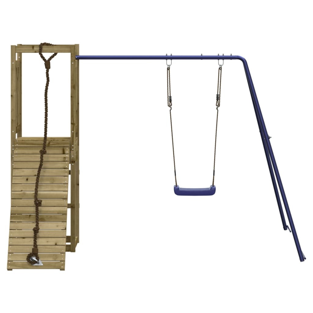 Playhouse with Climbing Wall Swing Impregnated Wood Pine