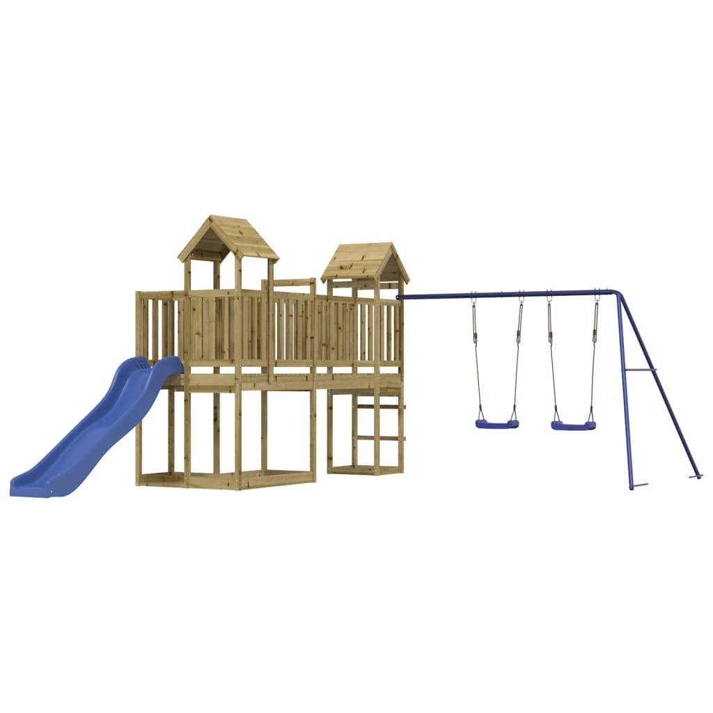 Playhouse with Slide Swings Impregnated Wood Pine