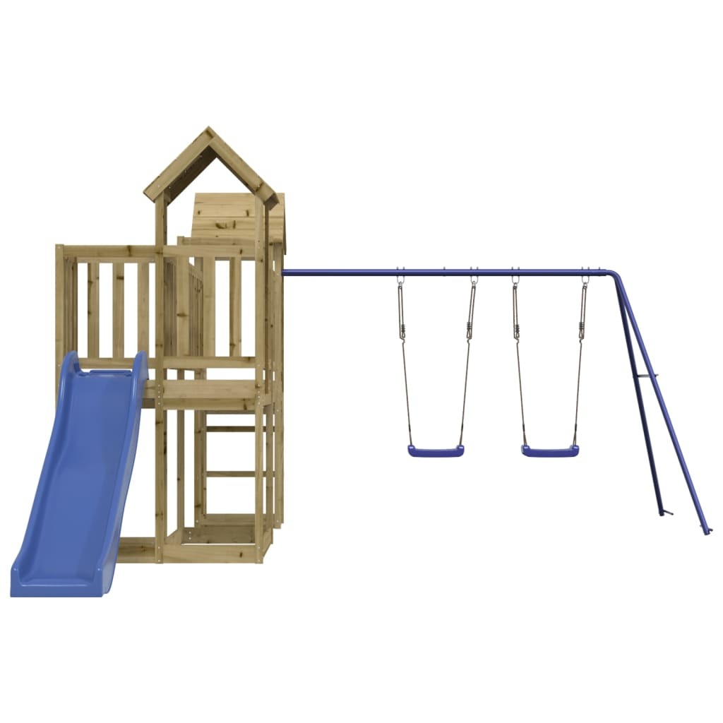 Playhouse with Slide Swings Impregnated Wood Pine