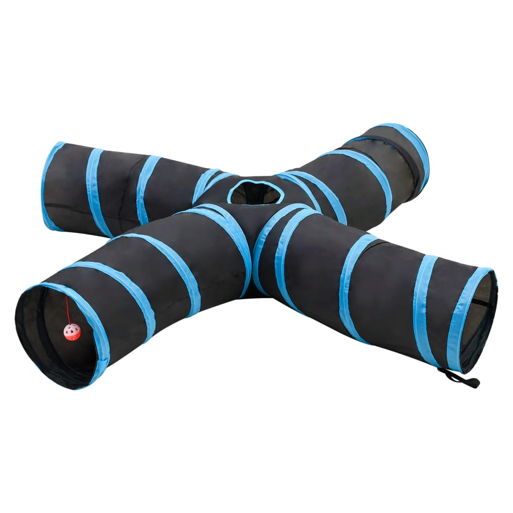 Cat Tunnel 4-way Black and Blue 25 cm Polyester