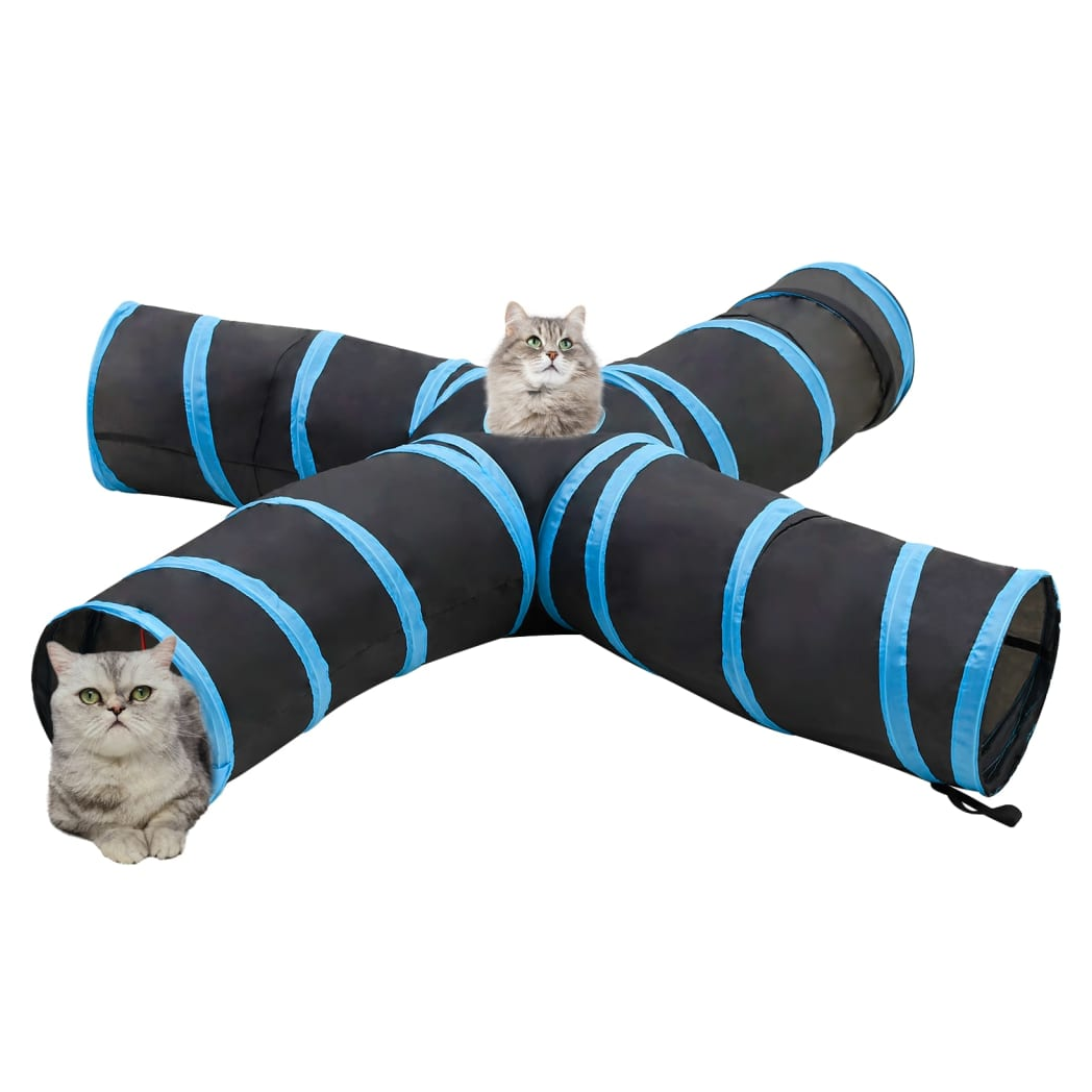 Cat Tunnel 4-way Black and Blue 25 cm Polyester