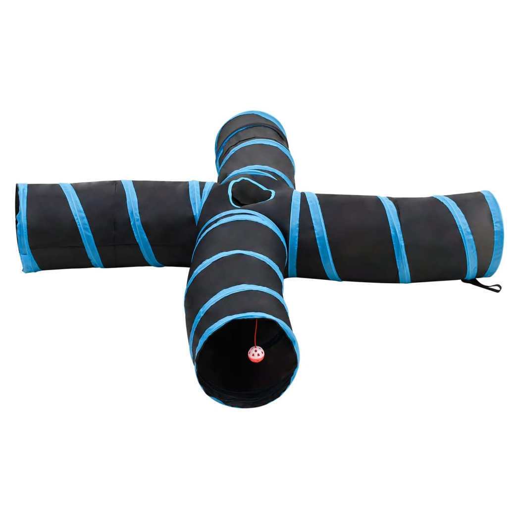 Cat Tunnel 4-way Black and Blue 25 cm Polyester