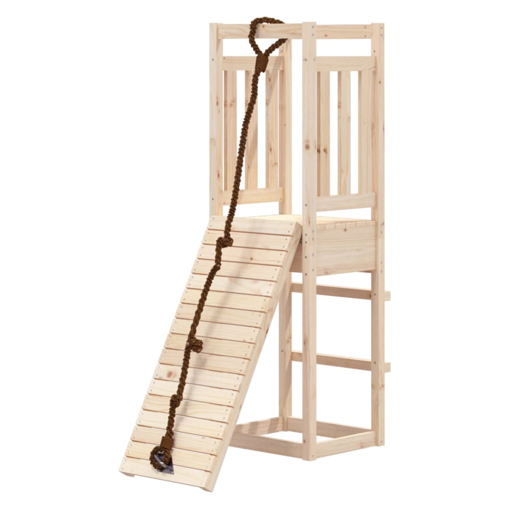 Playhouse with Climbing Wall Solid Wood Pine