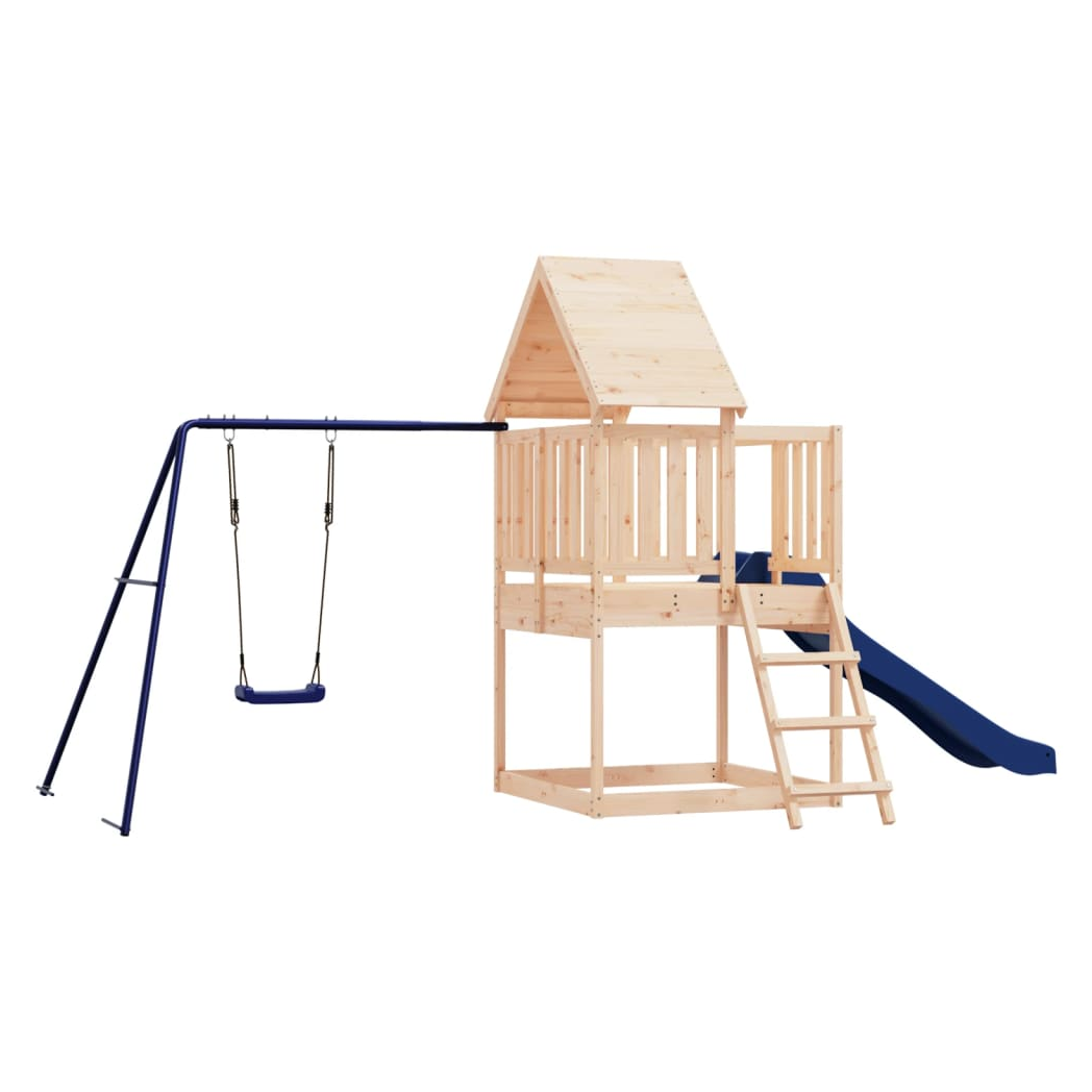 Playhouse with Slide Ladder Swing Solid Wood Pine
