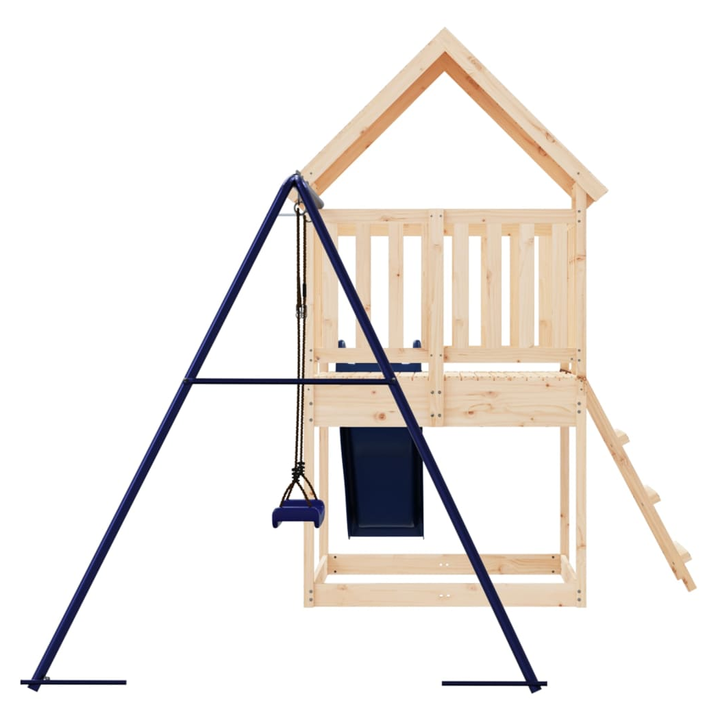 Playhouse with Slide Ladder Swing Solid Wood Pine