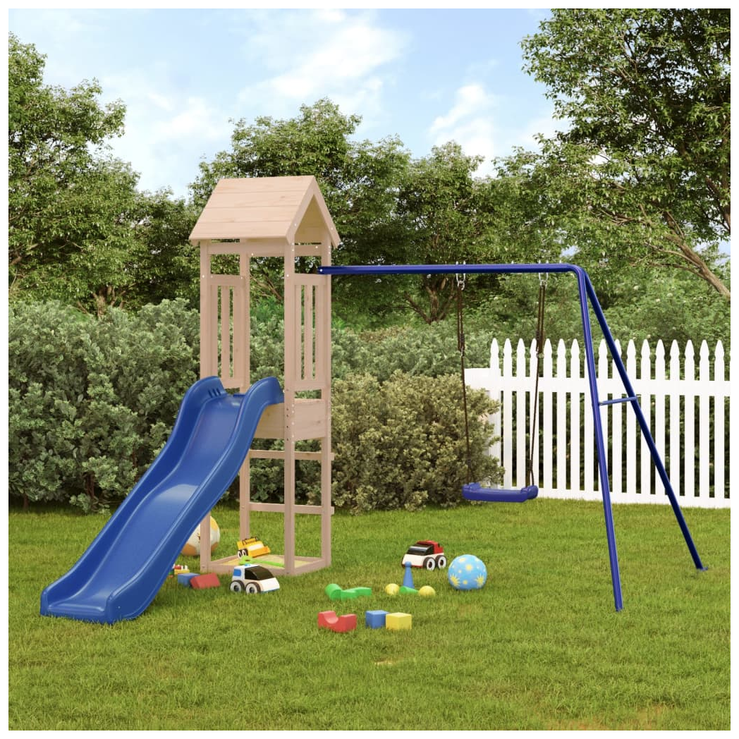 Playhouse with Slide Swing Solid Wood Pine
