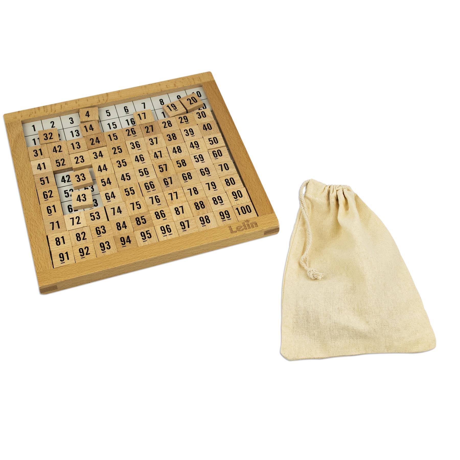 LELIN Wooden Hundred Board Game - 1 To 100 Consecutive Numbers Montessori Maths