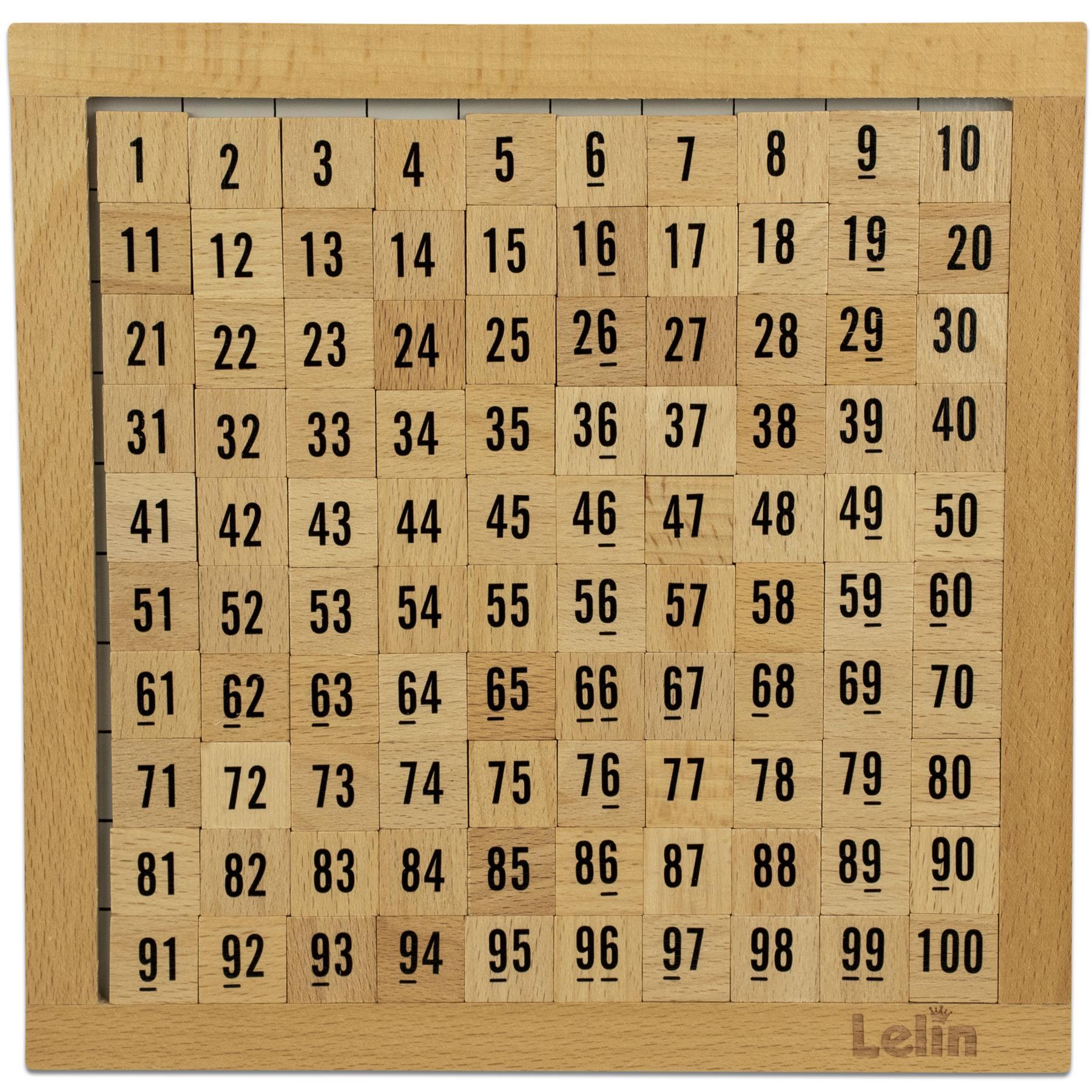 LELIN Wooden Hundred Board Game - 1 To 100 Consecutive Numbers Montessori Maths