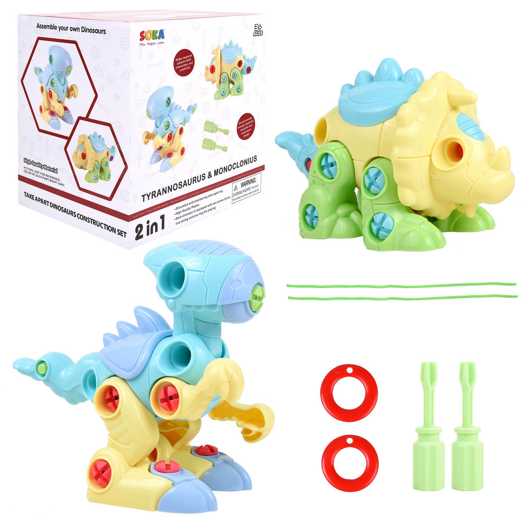Soka Assemble Your Own Dinosaurs Toy Construction Set - Blue and Yellow