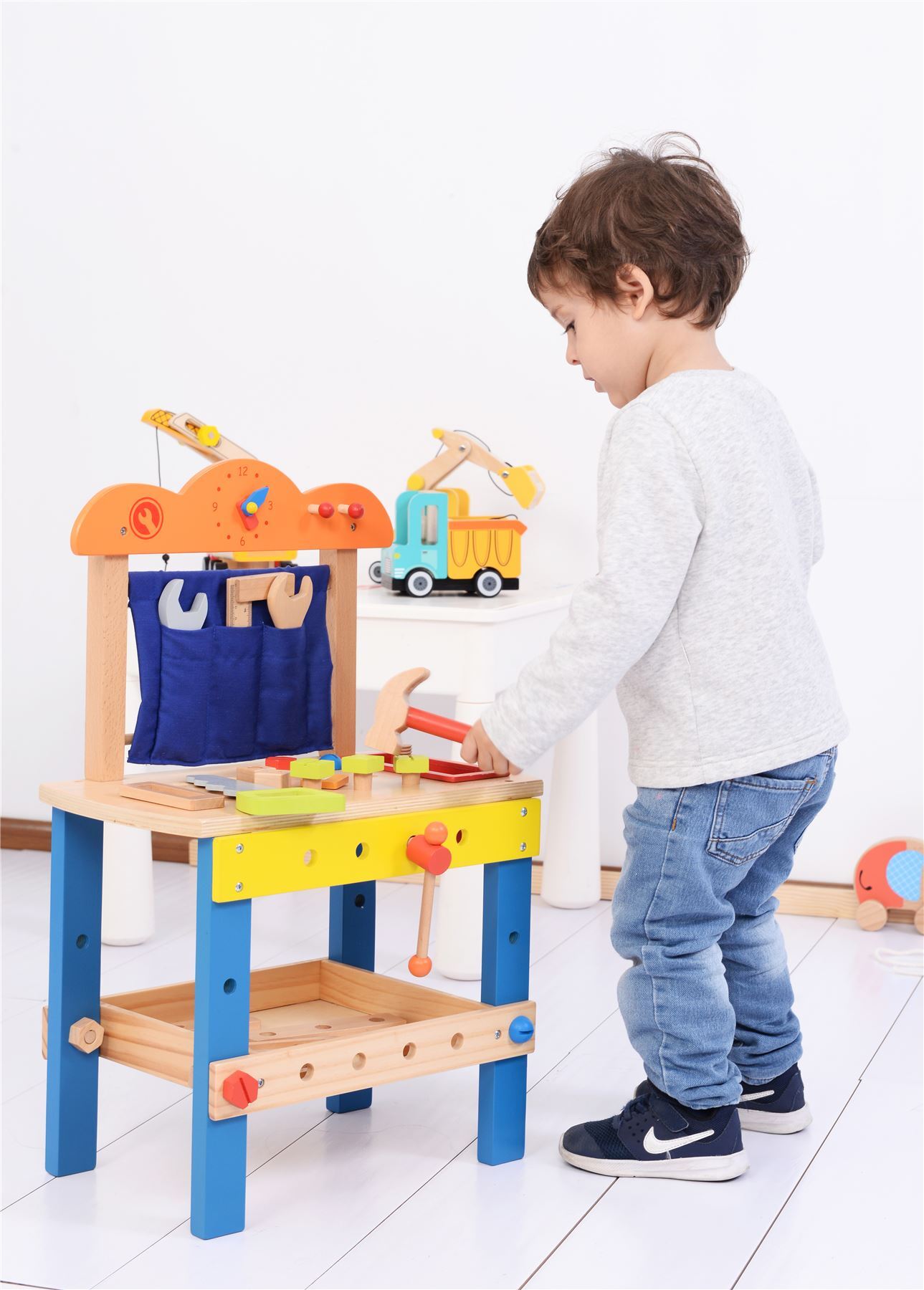Lelin Childrens Kids Wooden 49 pcs DIY Construction Work Bench Tool Set Play Toy