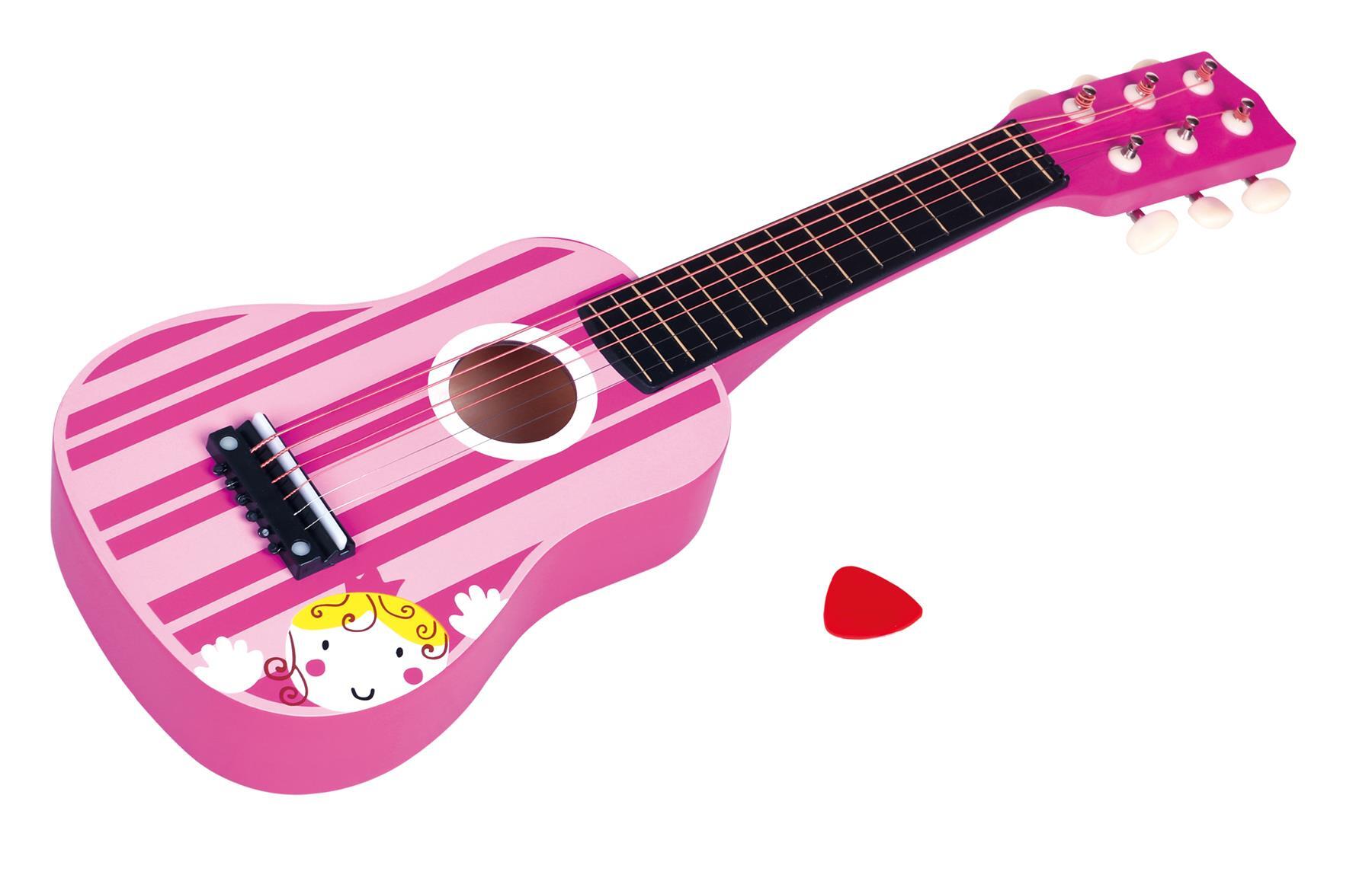 Lelin Wooden Pink Stripe Striped Pink Princess Guitar Children Girls Instrument