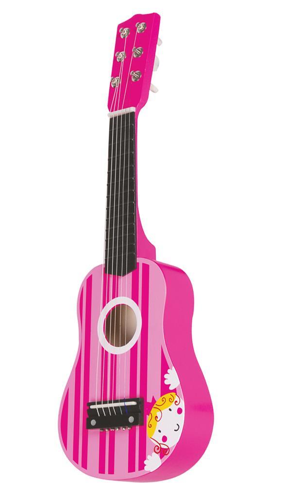 Lelin Wooden Pink Stripe Striped Pink Princess Guitar Children Girls Instrument