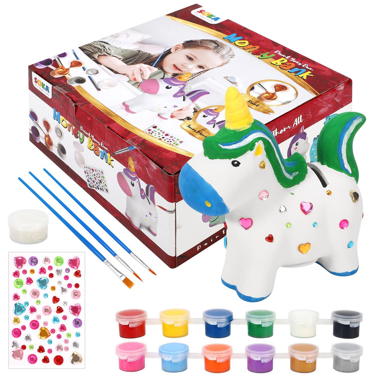 SOKA Paint Your Own Unicorn Money Bank Arts & Crafts Kit DIY Creative Activity