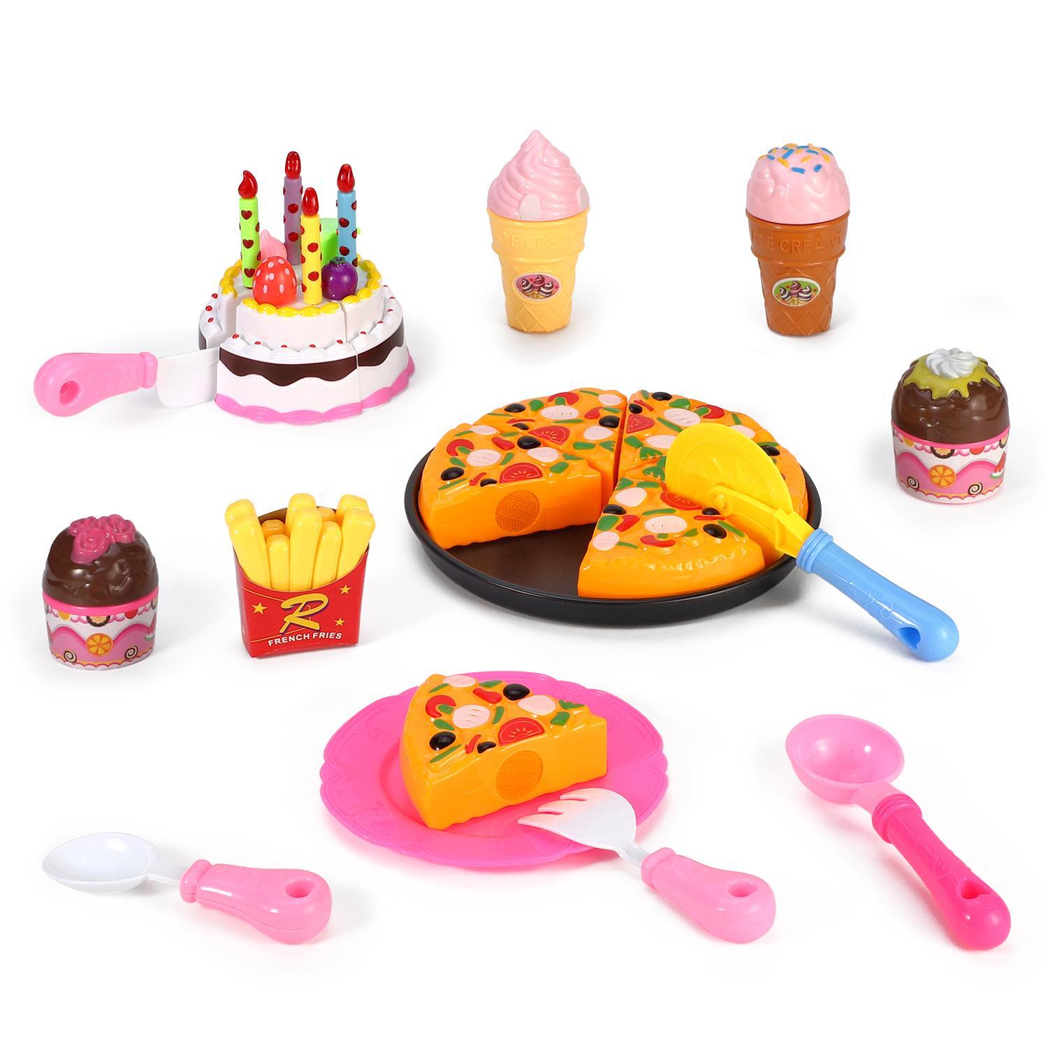 SOKA Pizza, Ice Cream & Cake Pretend Play Toy Set Food Playset for Kids 3+