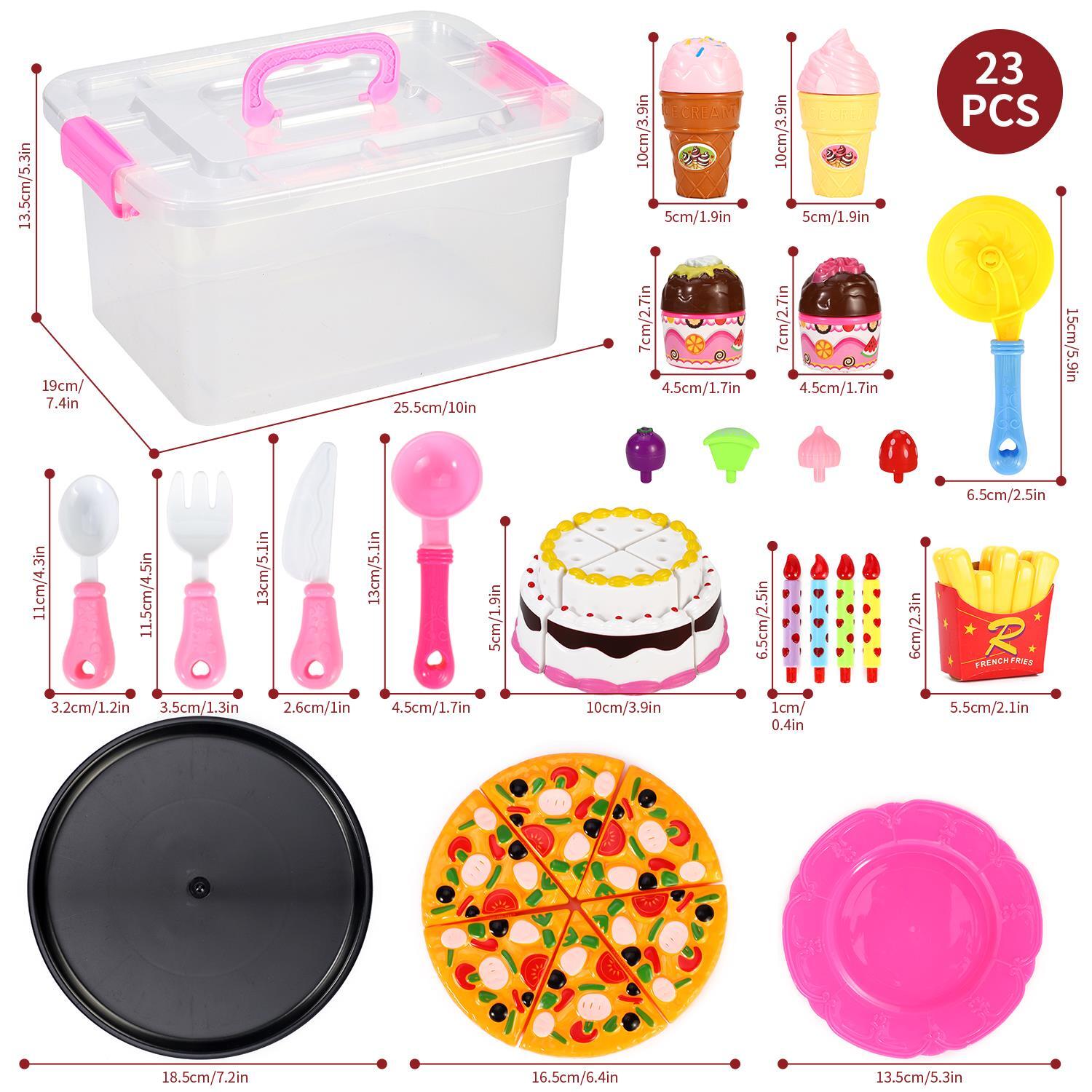SOKA Pizza, Ice Cream & Cake Pretend Play Toy Set Food Playset for Kids 3+