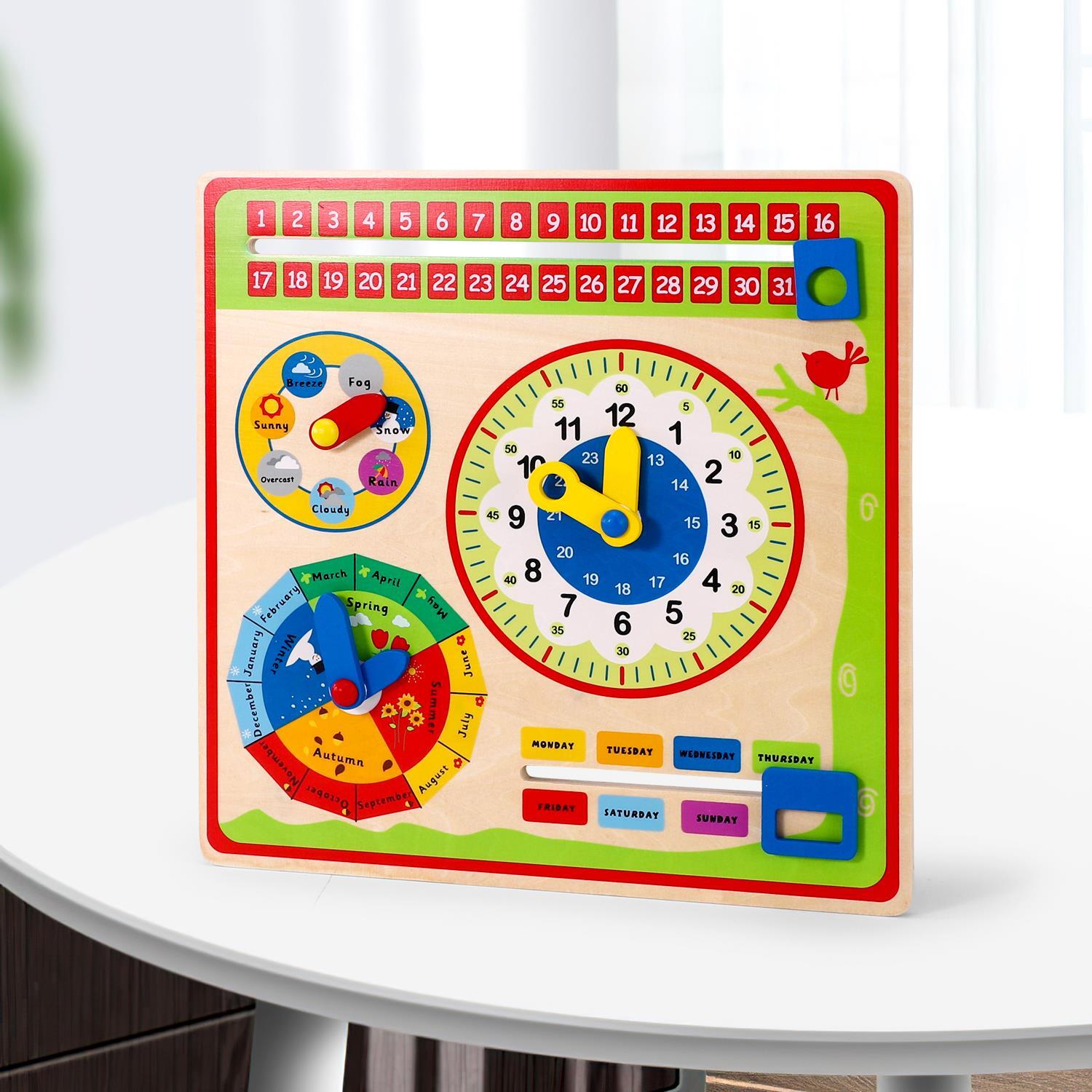 SOKA Magnetic Wooden Calendar Weather Board Wall Mount for Kids 3 year old up