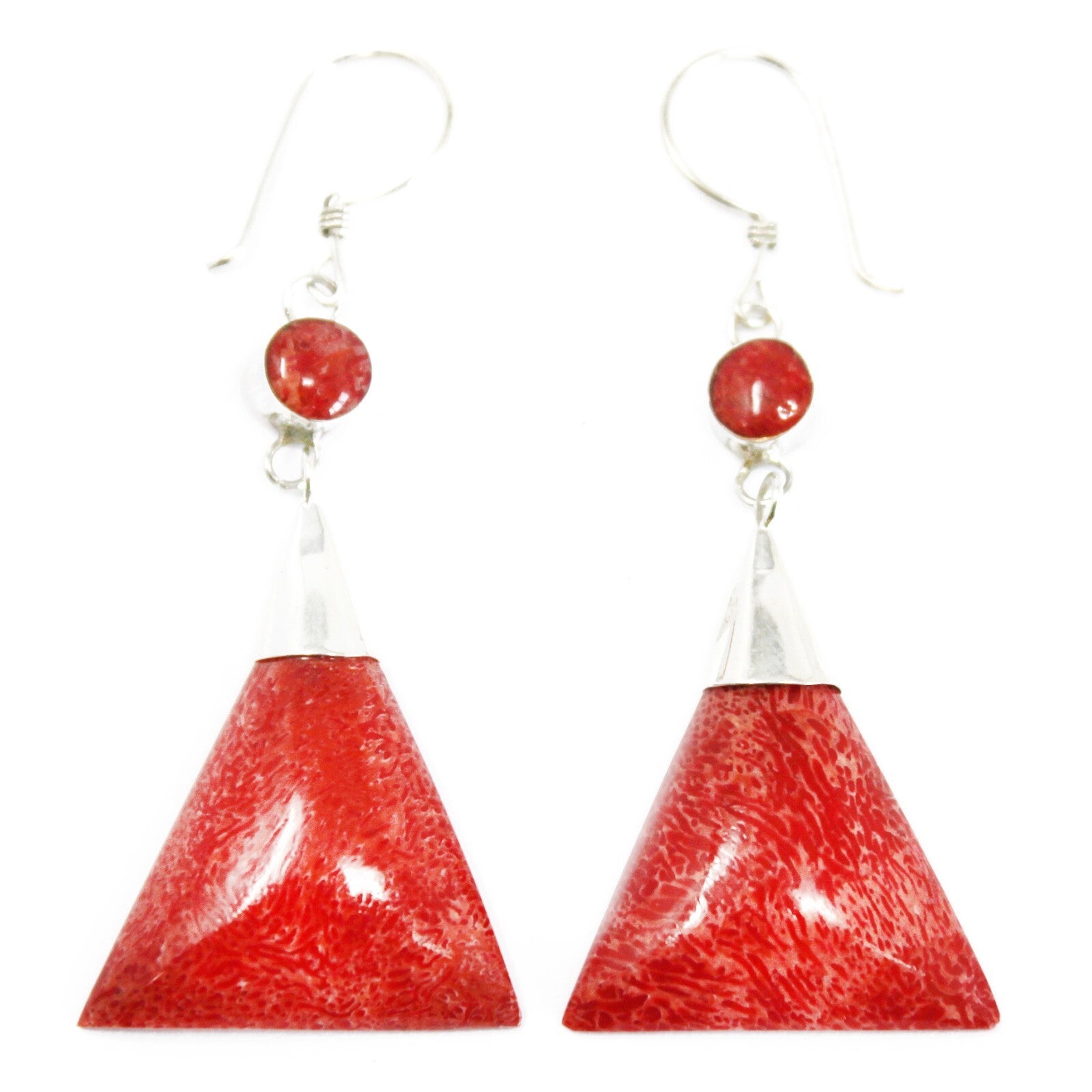 925 Silver Earrings - Triangle Double Drop - Per case: 1 Piece