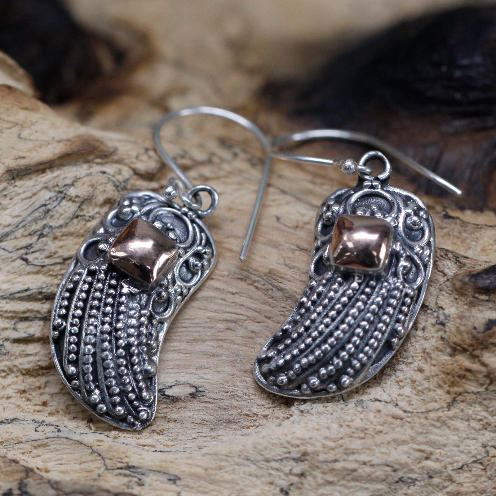 Silver & Gold Earring - Angel Wings - Per case: 1 Piece