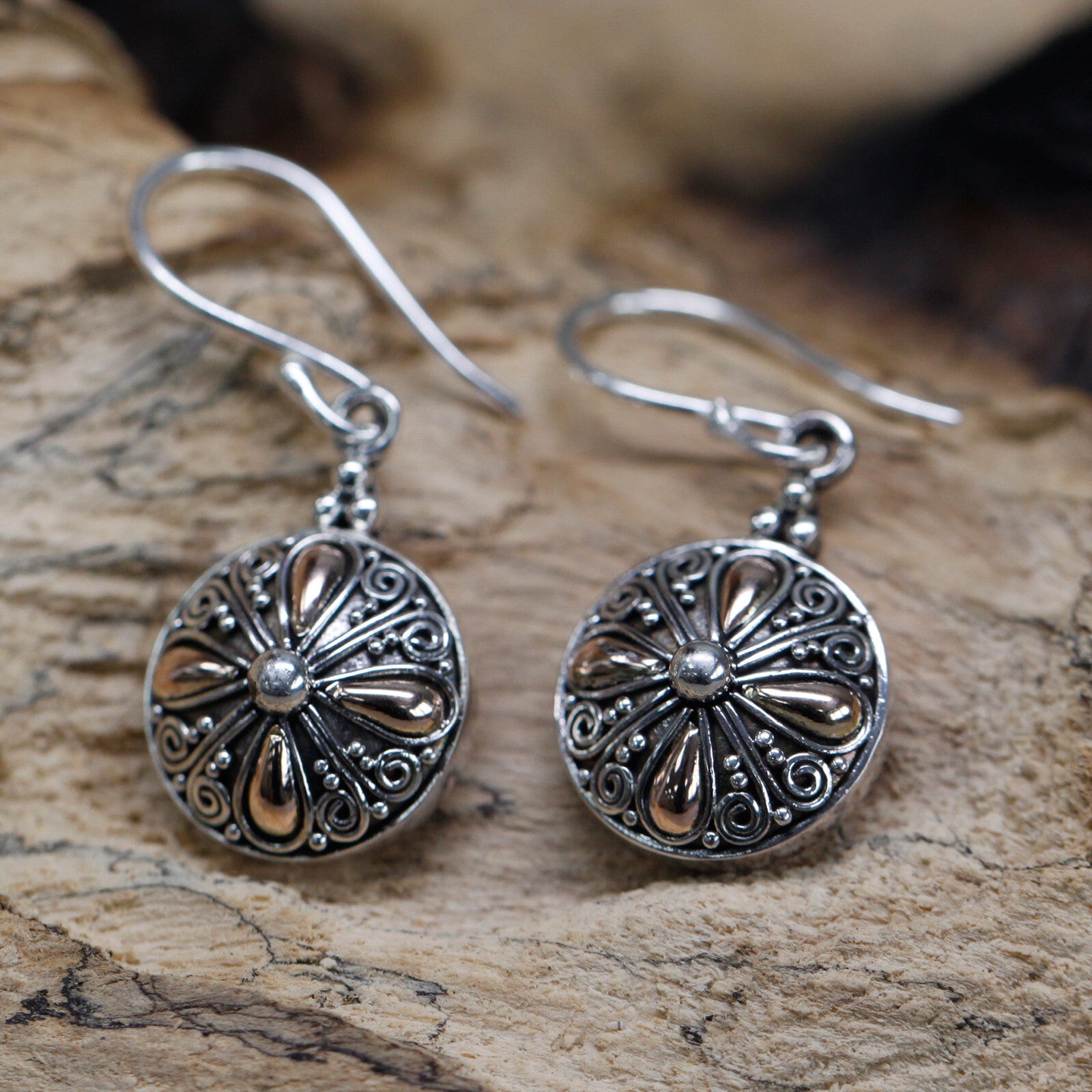 Silver & Gold Earring - Classic Round - Per case: 1 Piece