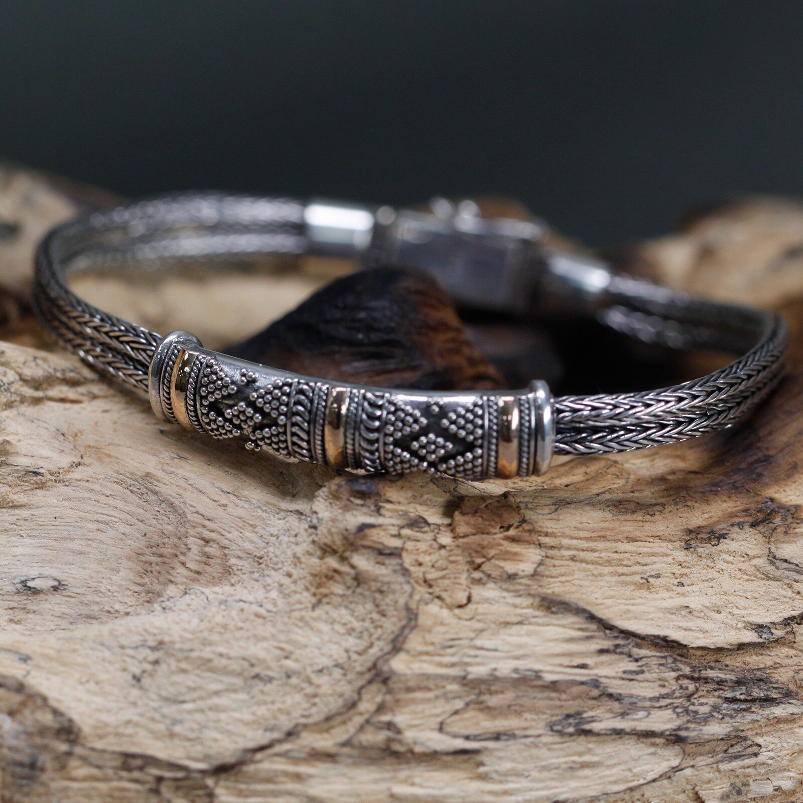 Silver & Gold Bracelet - Unisex Single Chain - Per case: 1 Piece