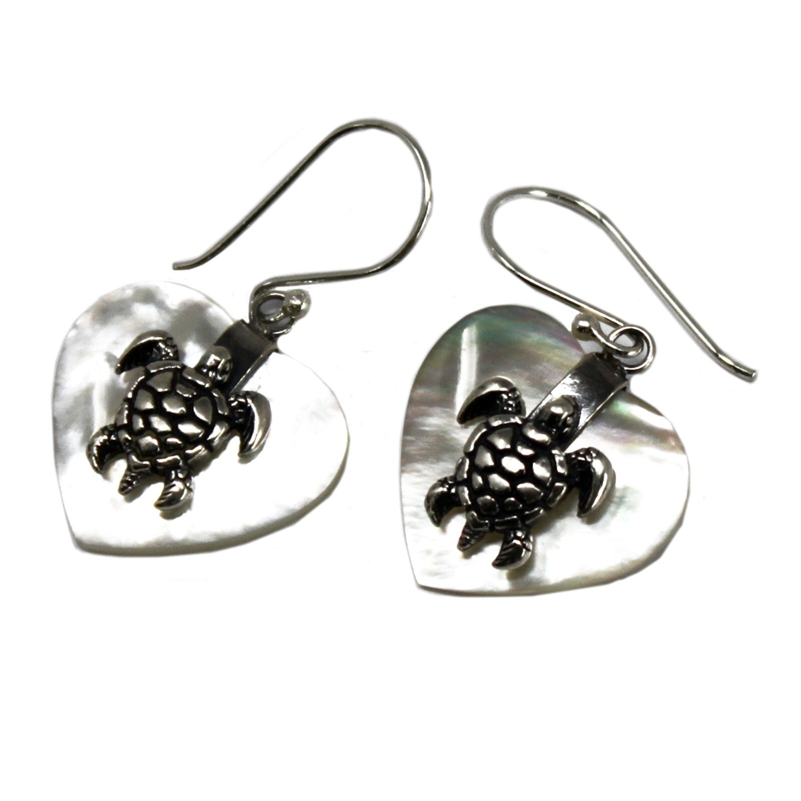 Shell & Silver Earrings - Sea Turtle - MOP - Per case: 1 Piece