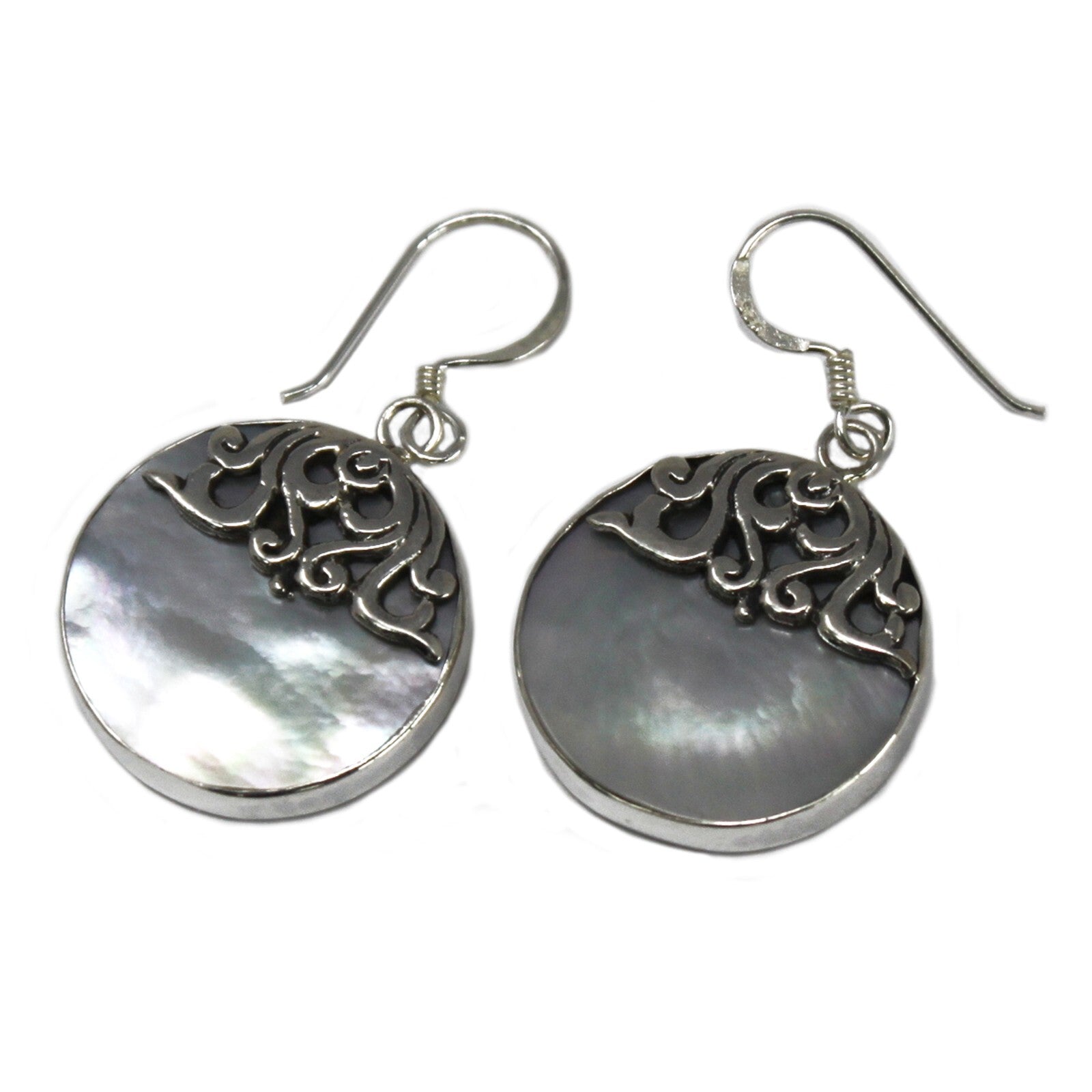 Shell & Silver Earrings - Classic Disc - MOP - Per case: 1 Piece