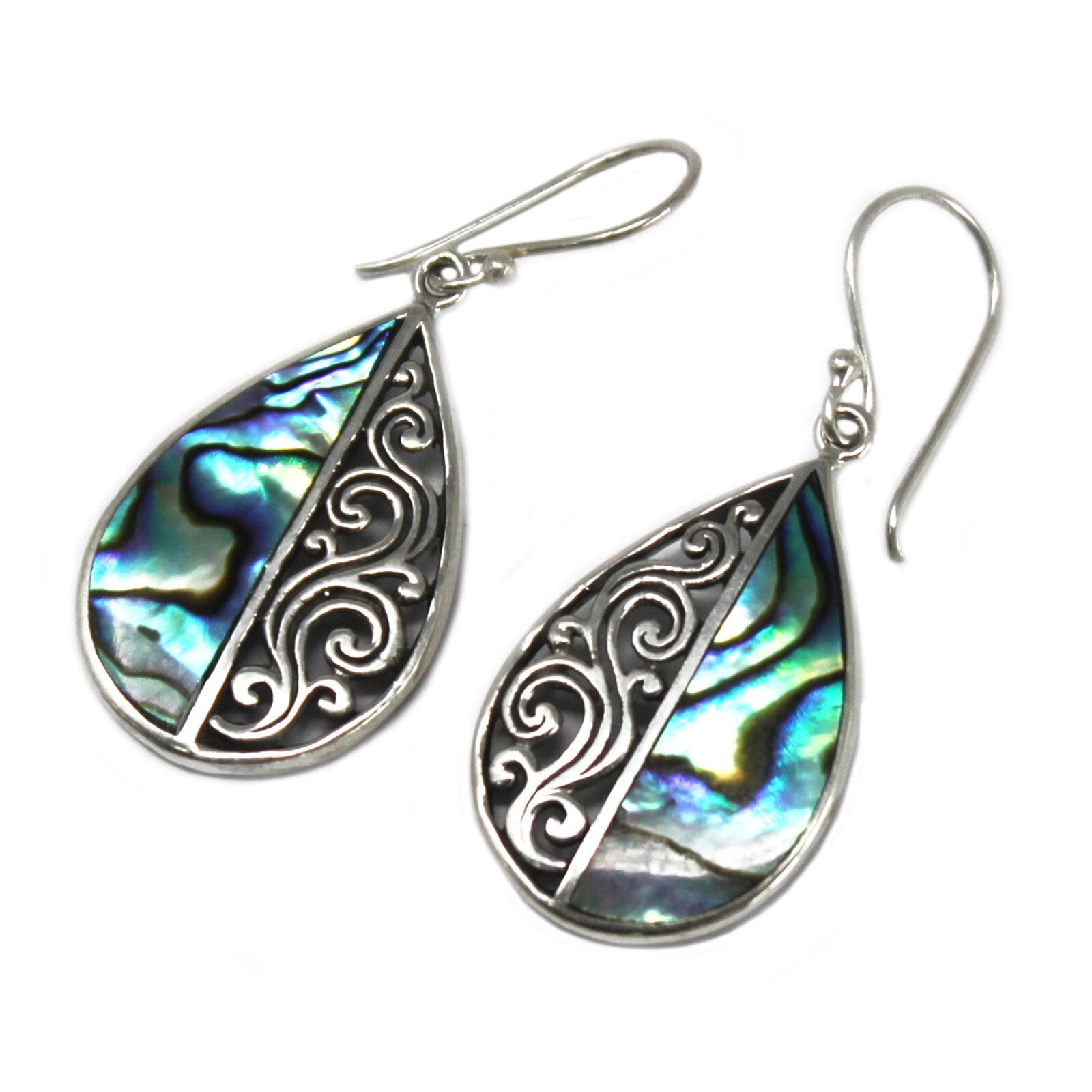 Shell & Silver Earrings - Teardrop- Abalone - Per case: 1 Piece