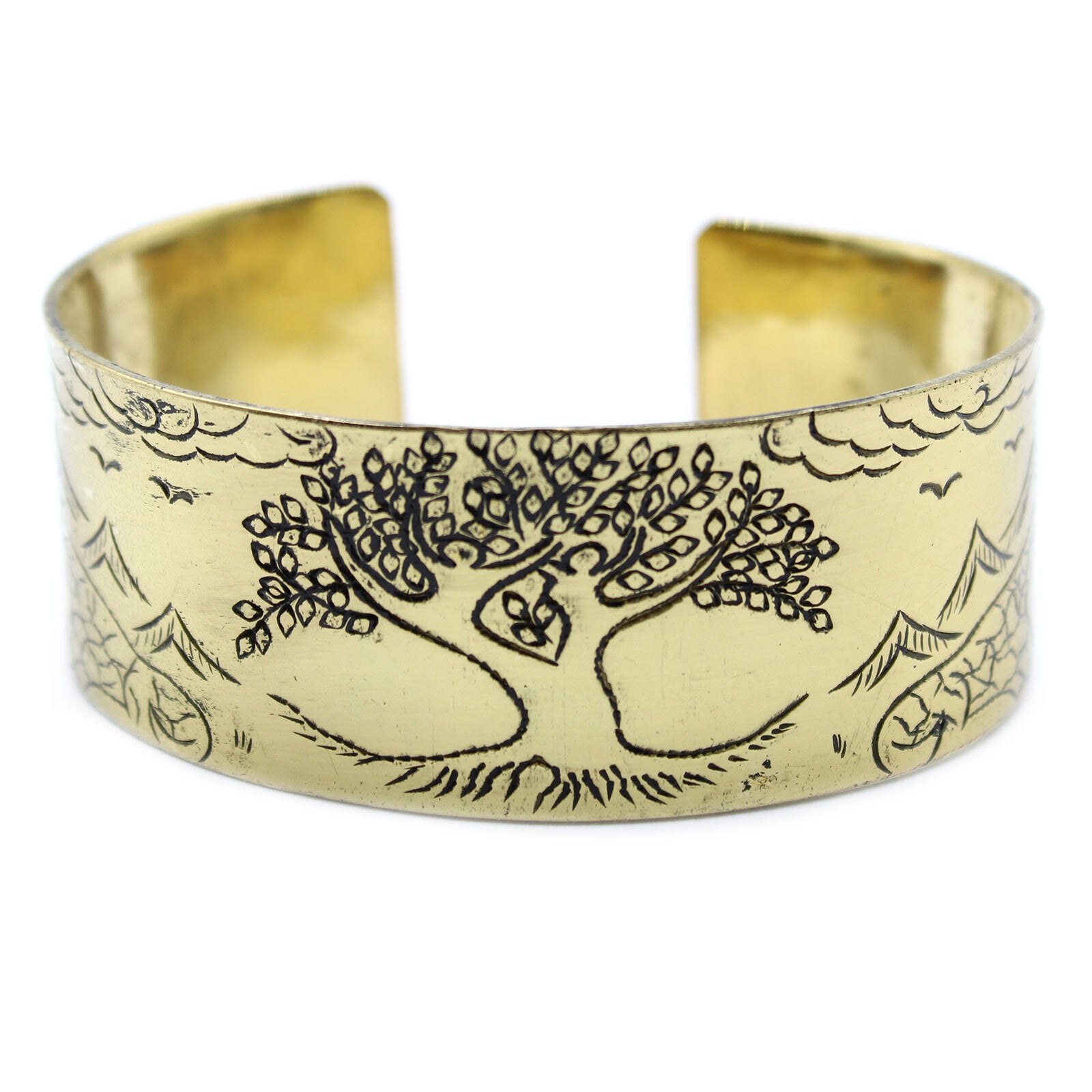 Brass Tibetan Mantra Bracelet - Tree of Life - Per case: 1 Piece