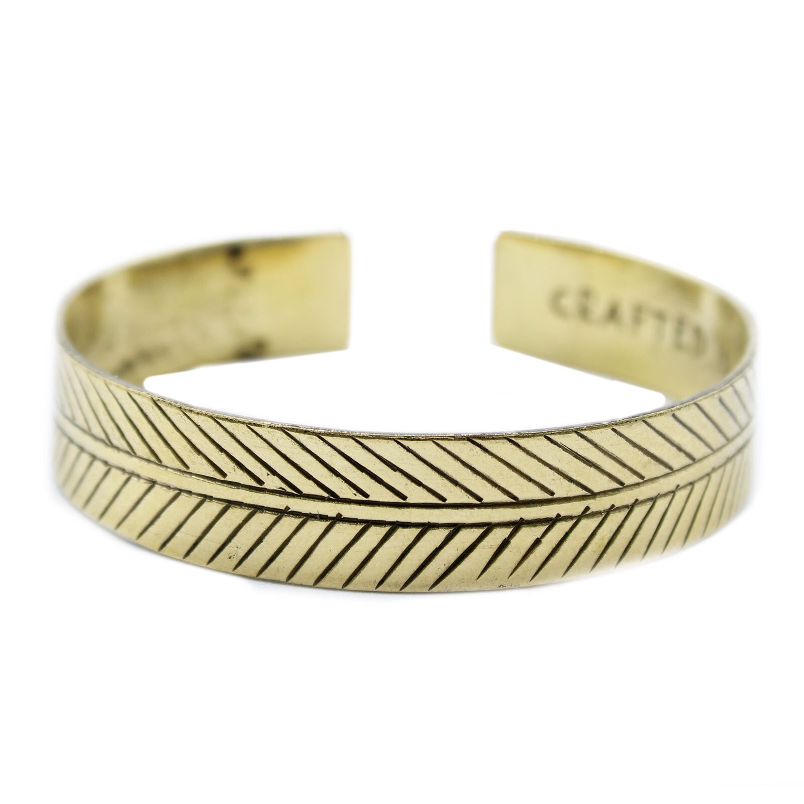 Brass Tibetan Bracelet - Wide Tribal Leaf - Per case: 1 Piece