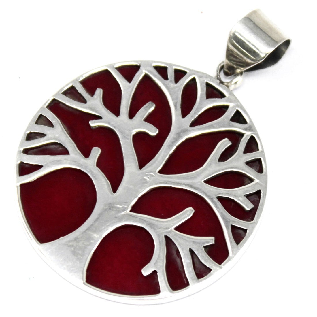 Tree of Life Silver Pendant 30mm - Coral Effect - Per case: 1 Piece