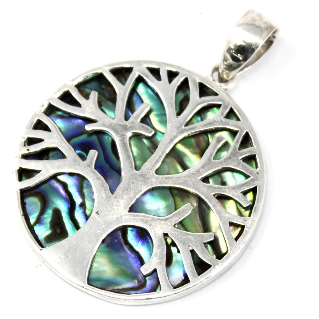 Tree of Life Silver Pendant 30mm - Abalone - Per case: 1 Piece