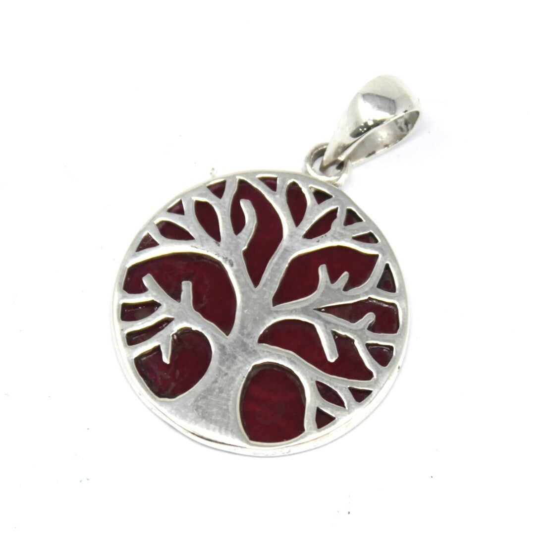 Tree of Life Silver Pendant 22mm - Coral Effect - Per case: 1 Piece