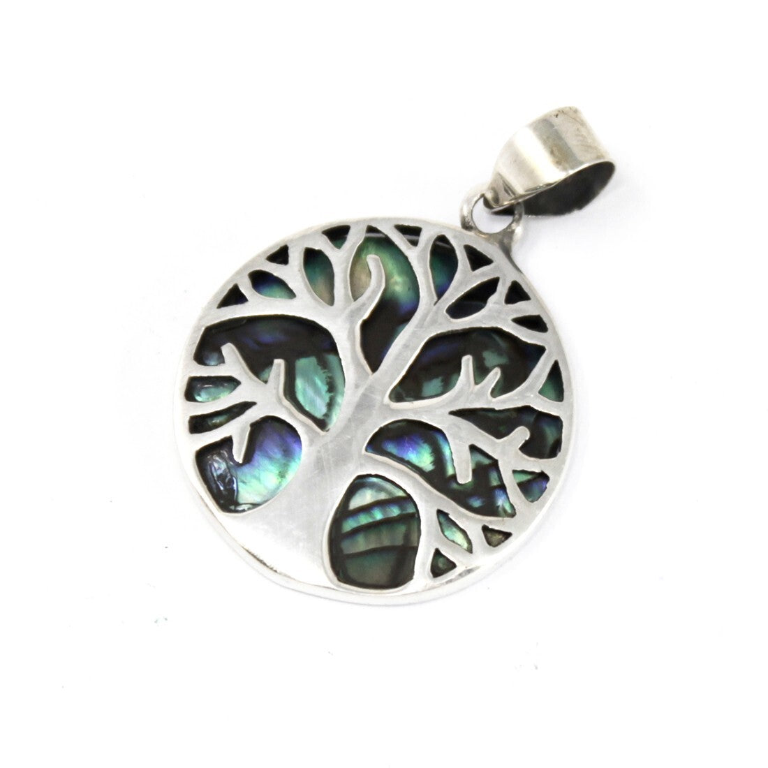 Tree of Life Silver Pendant 22mm - Abalone - Per case: 1 Piece