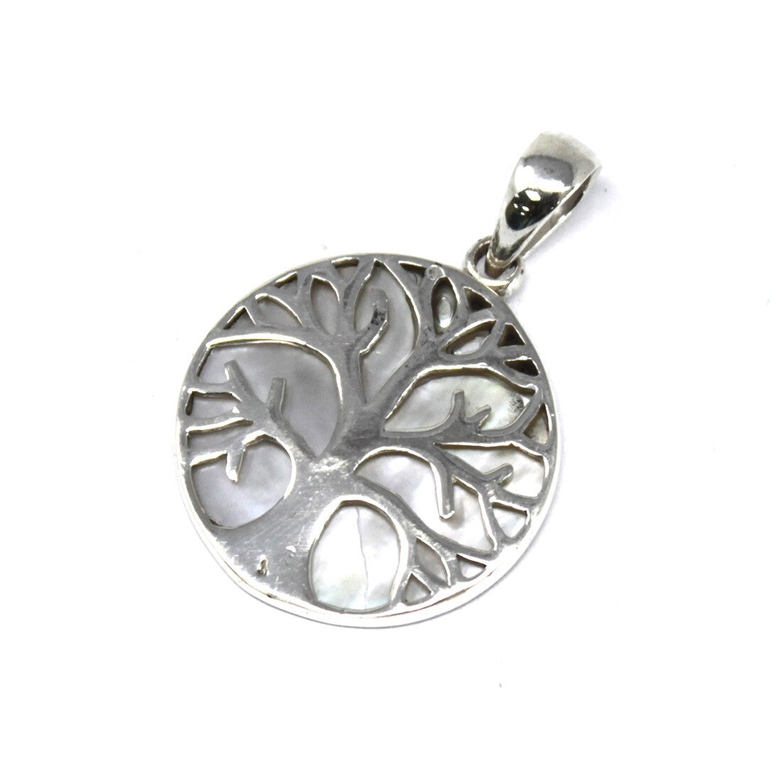 Tree of Life Silver Pendant 22mm - Mother of Pearl - Per case: 1 Piece