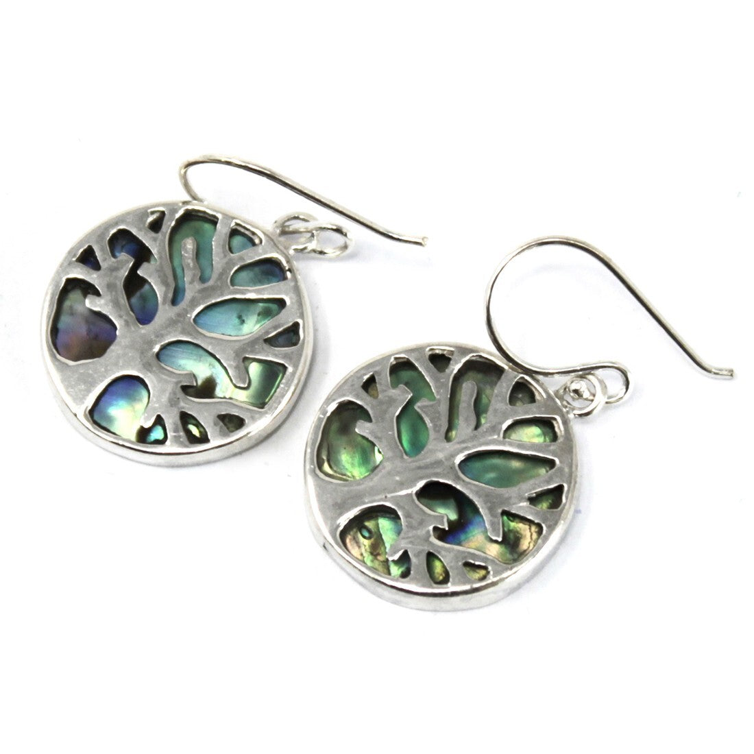 Tree of Life Silver Earrings 15mm - Abalone - Per case: 1 Piece